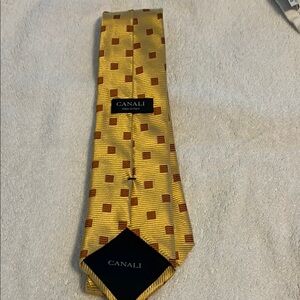 Canali Gold and Brown Geometric Pattern Tie